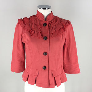 Nordstrom Nick & Mo Coral ruffle Jacket S Cotton